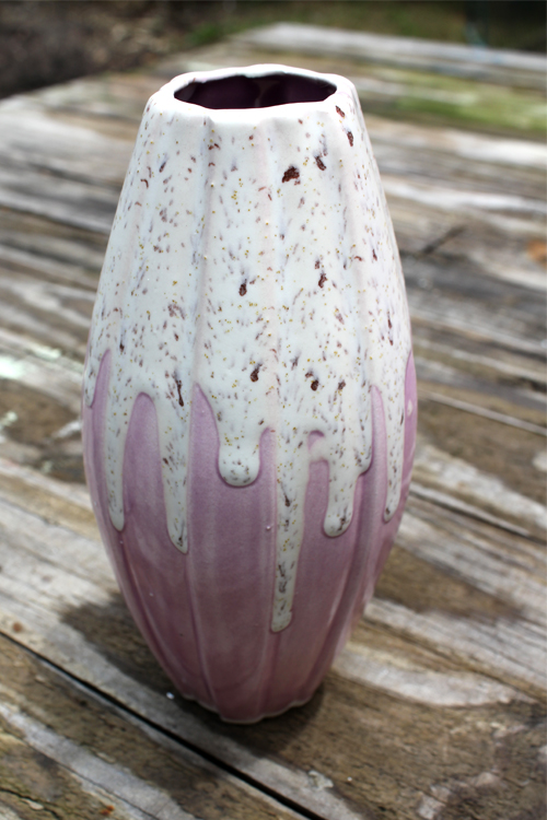 Lilac and white speckled vase